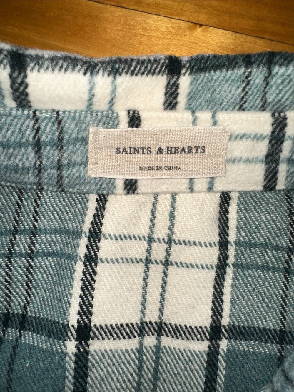 SAINTS & HEARTS women's size S/M Green plaid shacket Wool Blend Shirt Jacket - Picture 5 of 12